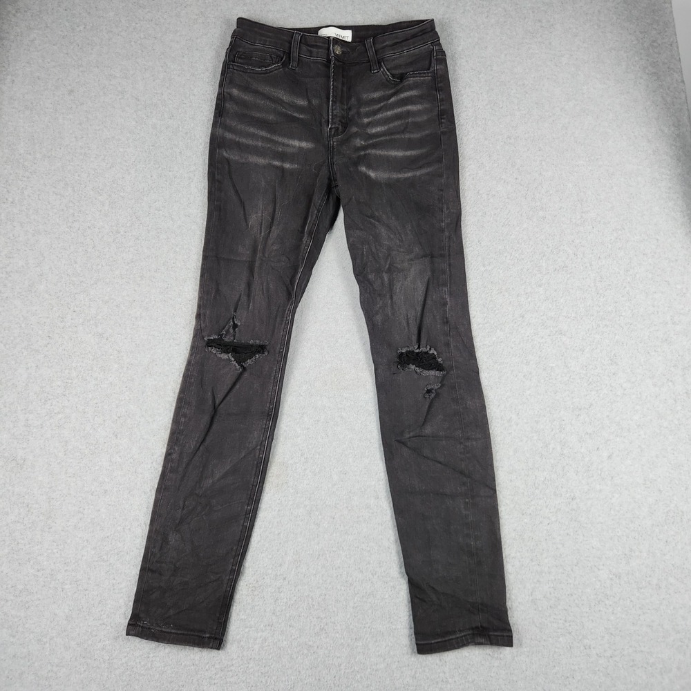 Vervet Jeans Womens 29 Black Denim High Rise Streetwear Distressed Skinny Leg